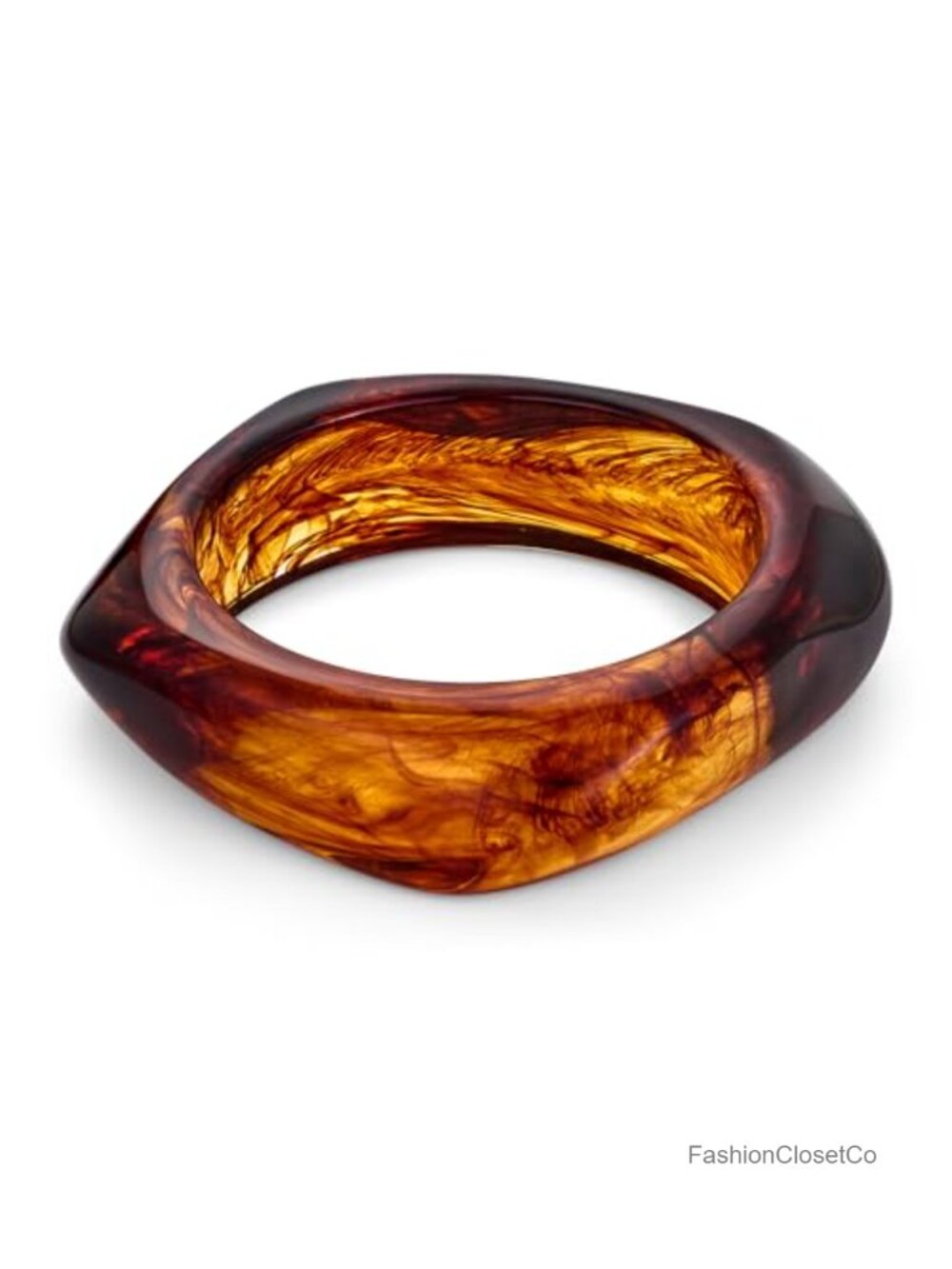 Chunky Acrylic Resin Bangle Bracelet Geometric Mottled Wide Statement